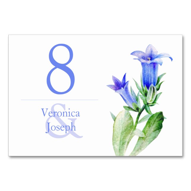 Carte de table de mariage fleur sauvage bleue Camp (Dos)