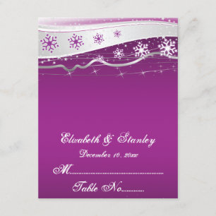 Carte de table de mariage flocon de neige violet g