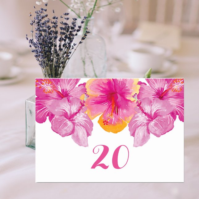 Carte de table de Mariage floral Hibiscus brossé (Brushed Hibiscus Floral Wedding Table Card)