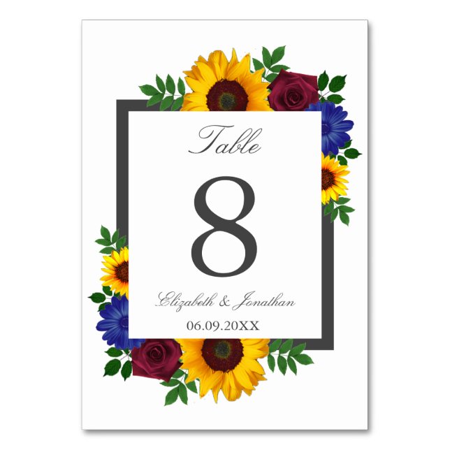 Carte de table de mariage floral Rose Tournesol (Par défaut)