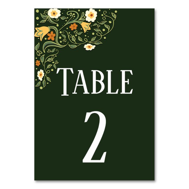 Carte de table de mariage floral vert (Par défaut)