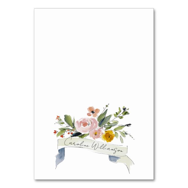 Carte de table de mariage florale aquarelle romant (Par défaut)