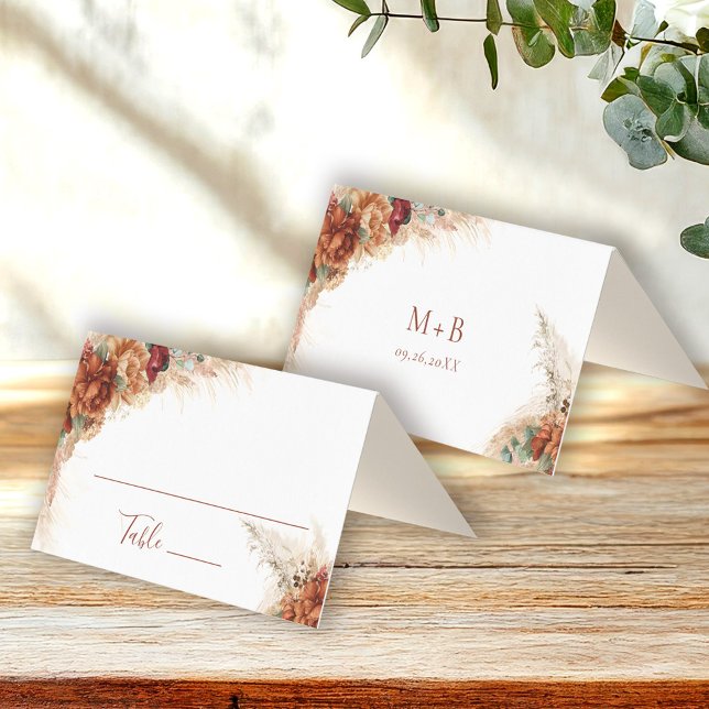 Carte de table de mariage florale calligraphique é (Créateur téléchargé)