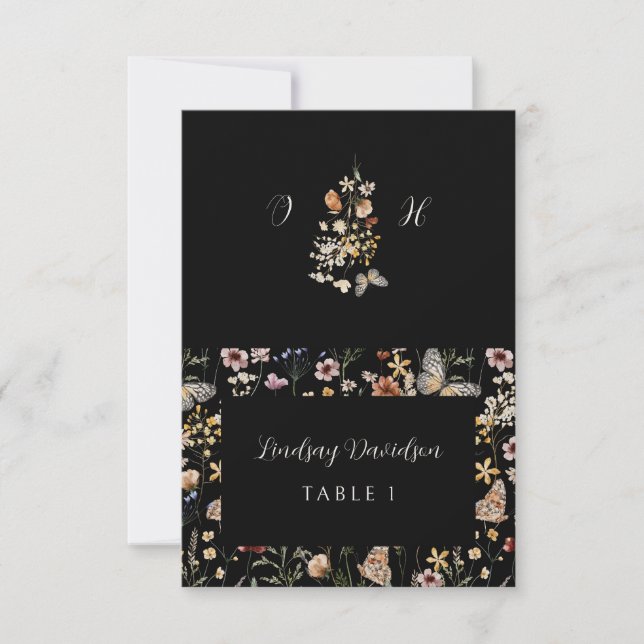 Carte de table de mariage florale Fleur sauvage (Devant)