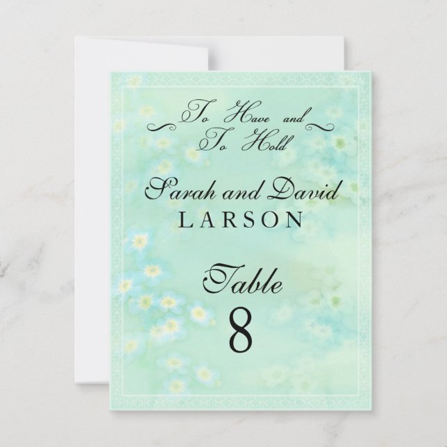 Carte de table de mariage florale Myosotis (Devant)