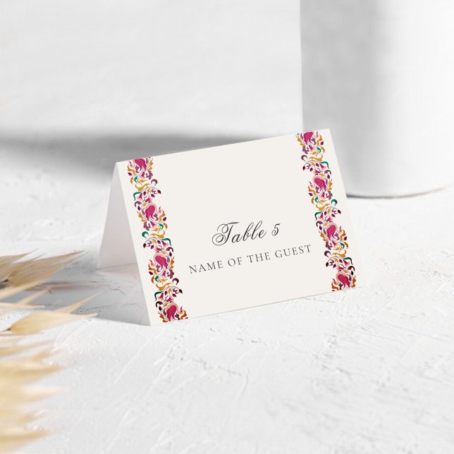 Carte de table de mariage florale perle romantique (Créateur téléchargé)