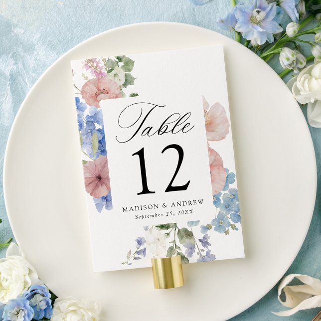 Carte de Table de Mariage Florale Romantique Éléga (Créateur téléchargé)