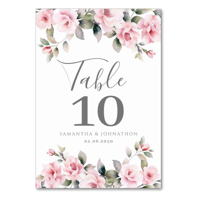 Carte de table de mariage florale rose (Par défaut)