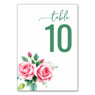 Carte de table de mariage florale verte élégante