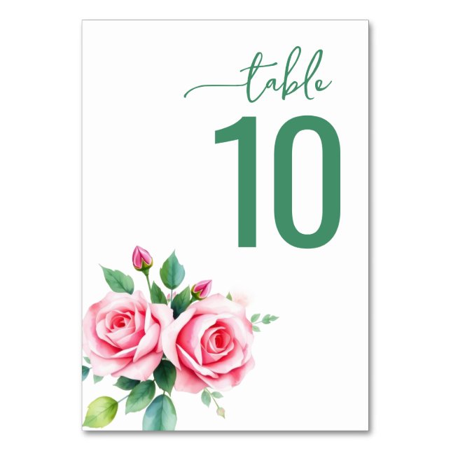 Carte de table de mariage florale verte élégante (Par défaut)