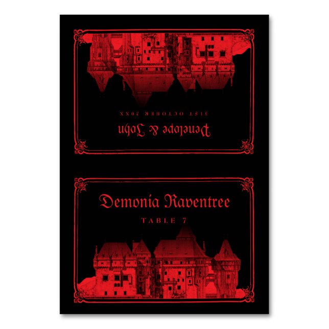Carte de table de mariage gothique Château Vampire (Par défaut)