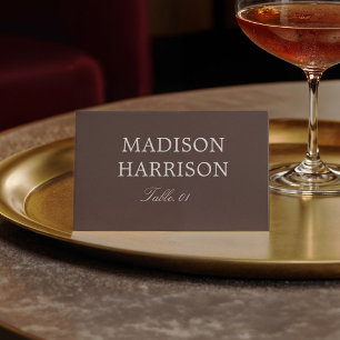 Carte de table de mariage marron chocolat moderne
