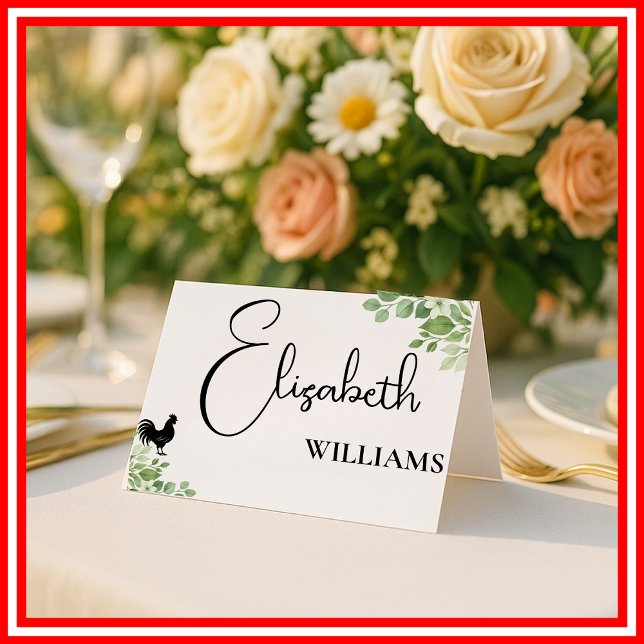 Carte de Table de Mariage Menu Poulet Feuilles de  (Créateur téléchargé)