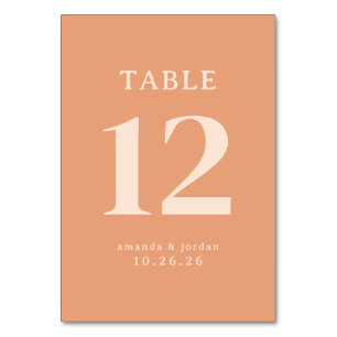 Carte de table de mariage minimaliste aux nuances