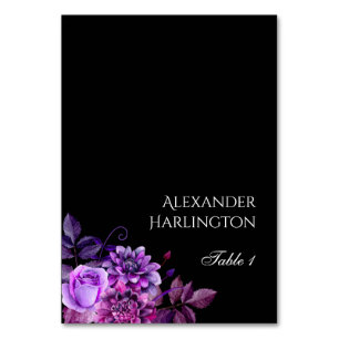 Carte de table de mariage noir. Carte de placement