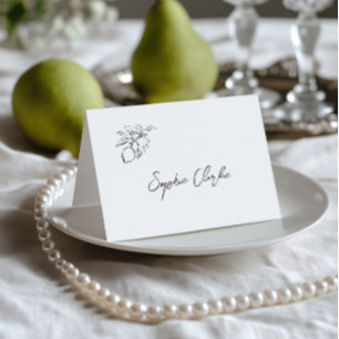 Carte de table de mariage noir et blanc dessinée à