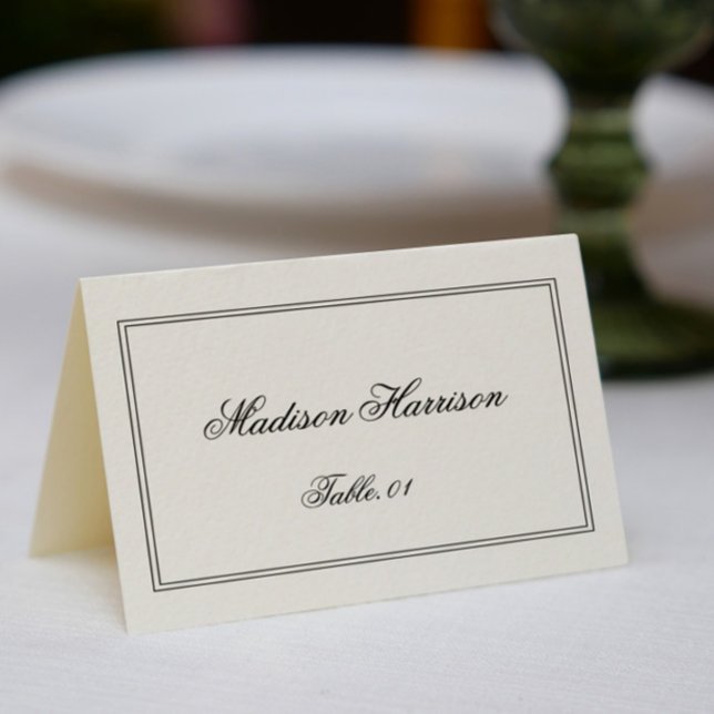 Carte de table de mariage noir et blanc Old Money  (Créateur téléchargé)