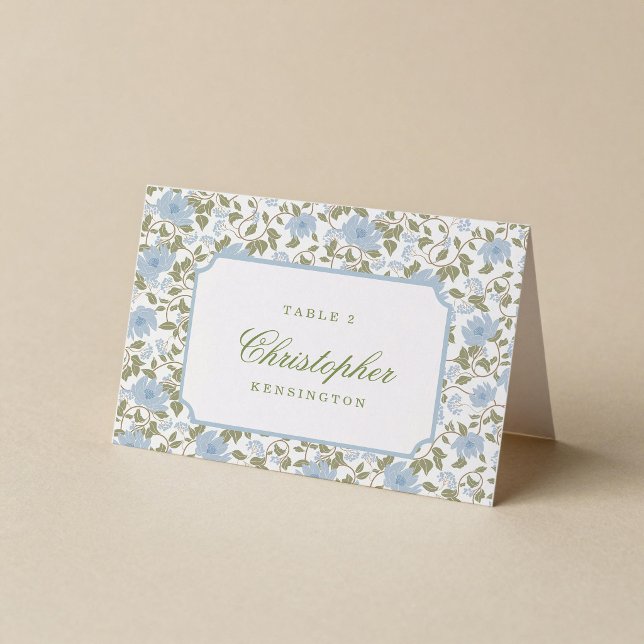 Carte de table de mariage pliée florale vert sauge (Créateur téléchargé)