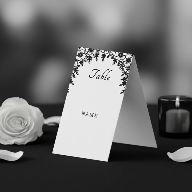 Carte de table de mariage robe de mariée et smokin (Mr & Mrs Wedding Dress Tuxedo Floral Place Card
)