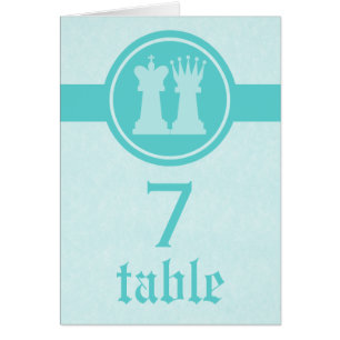 Carte de table de mariage Roi et Reine d'échecs, A