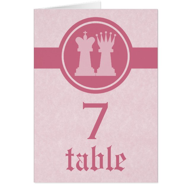 Carte de table de mariage Roi et Reine d'échecs, R (Devant)