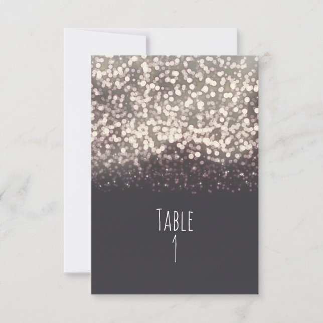 Carte de table de mariage romantique gris lumières (Devant)