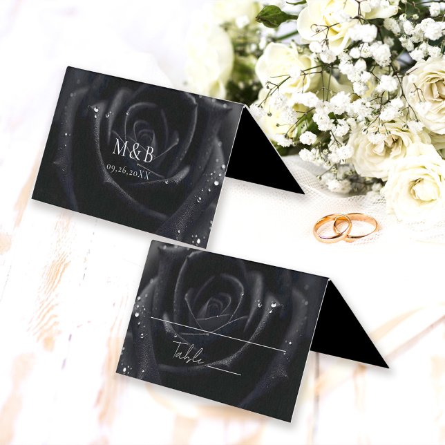 Carte de table de mariage Rose de minuit à motif f (Créateur téléchargé)