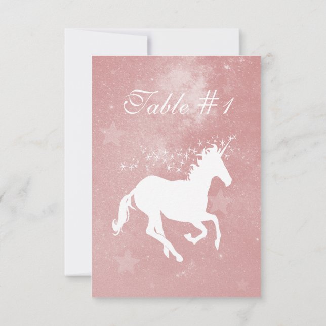 Carte de table de mariage rose Unicorn (Dos)