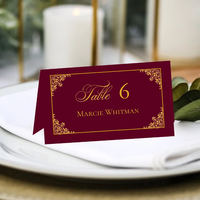 Carte de table de mariage royale avec cadre or cla (Créateur téléchargé)