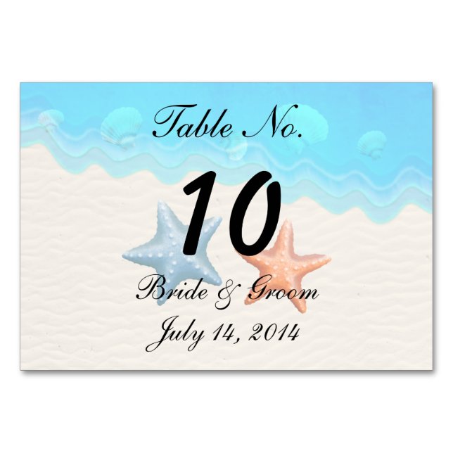 Carte de table de mariage Seashells Beach (Devant)