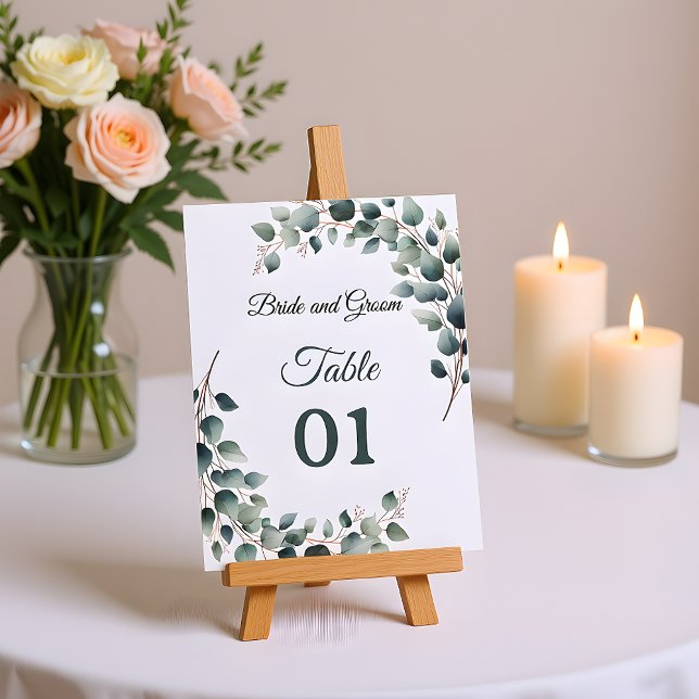 Carte de table de mariage simple Eucalyptus (Créateur téléchargé)