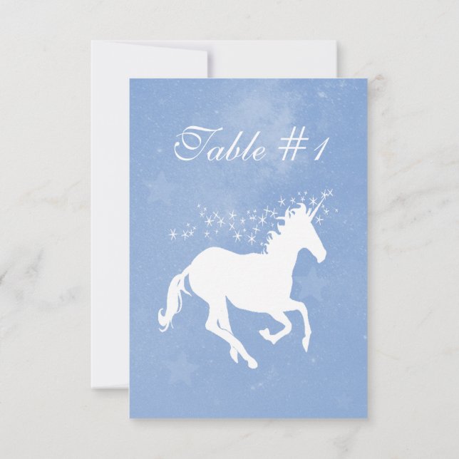 Carte de table de mariage Unicorn bleu (Dos)
