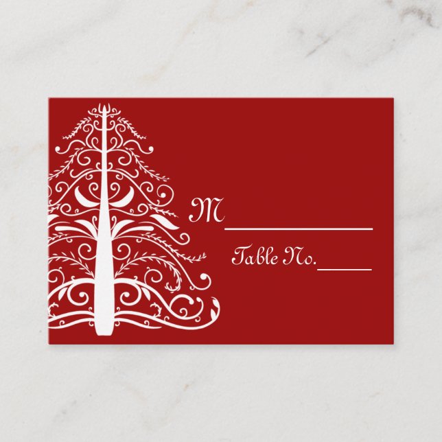 Carte de table de Noël Arbre Rouge et Blanc Mariag (Devant)
