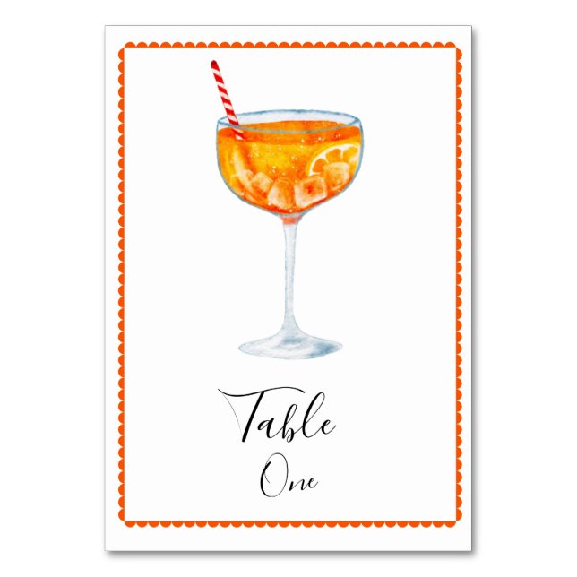Carte de table de numéro de Spritz Aperol (Par défaut)