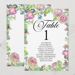 Carte de table de plan de salle Calligraphie adora