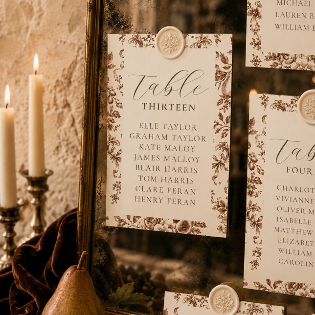 Carte de table de plan de salle de mariage Récolte (Heirloom Harvest Wedding Seating Chart Table Card)