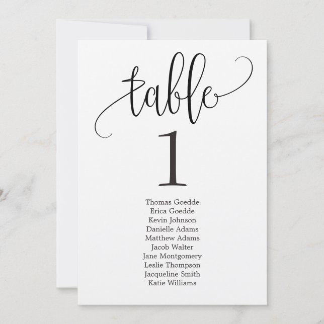 Carte de table de plan de siège en calligraphie ra (Devant)