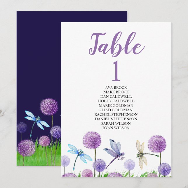 Carte de table de plan de sièges Calligraphie ador (Devant / Derrière)