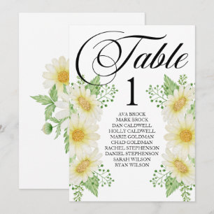 Carte de table de plan de table calligraphie charm