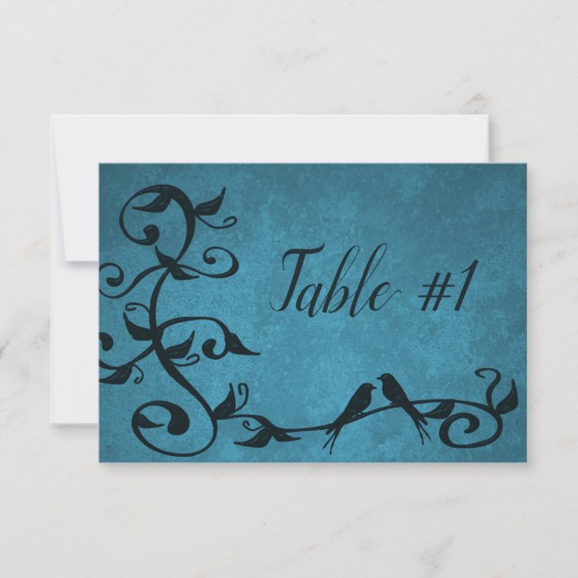 Carte de table de réception Blue Lovebirds (Devant)