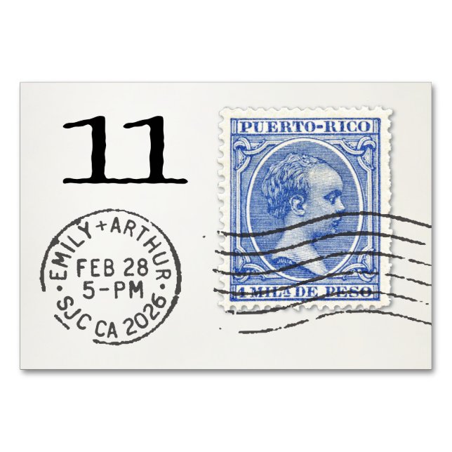 Carte de table de réception de mariage E&A 11 Port (Dos)