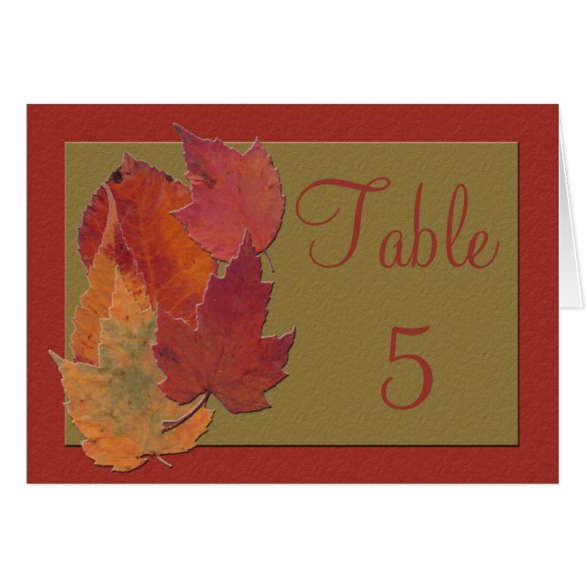 Carte de table de réception des feuilles d'automne (Devant Horizontal)