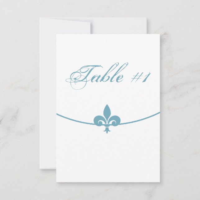 Carte de table de réception Fleur de Lis turquoise (Devant)