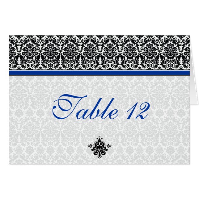 Carte de table de style tente Damas bleu, noir, bl (Devant horizontal)