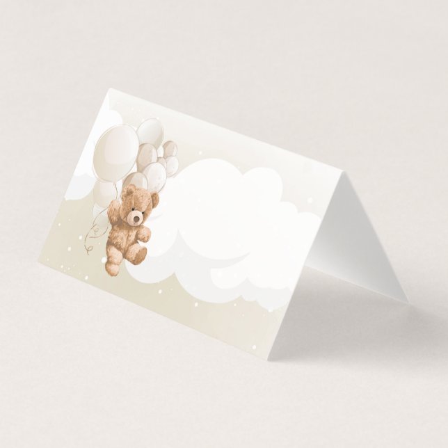 Carte de table de tente d'ours en peluche neutre (Front)