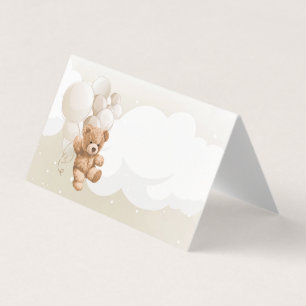 Carte de table de tente d'ours en peluche neutre