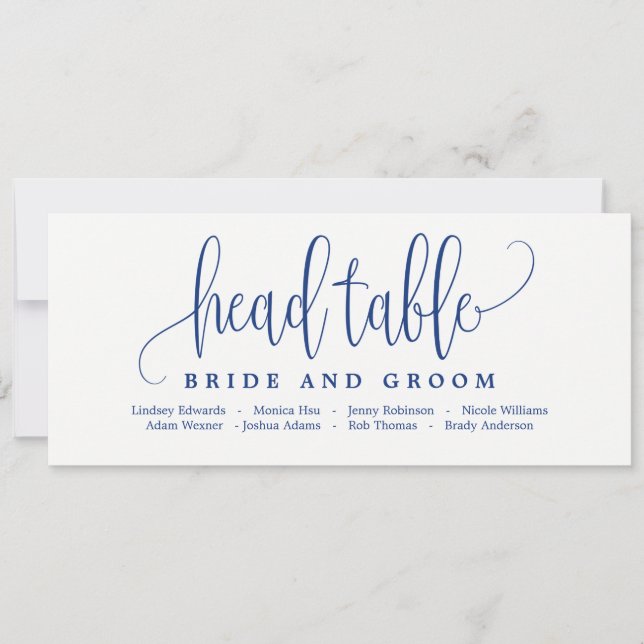 Carte de table de tête - Calligraphie adorable Nav (Devant)