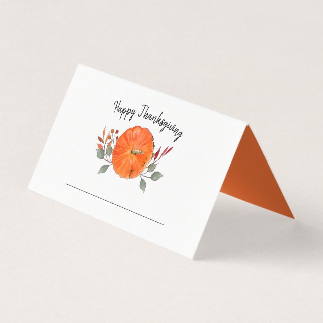Carte de table de Thanksgiving à l'aquarelle Citro (Front)