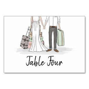 Carte de table des valises de mariage de destinati