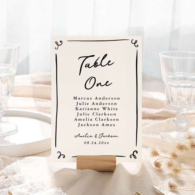 Carte de Table Dessinée à la Main avec Fantaisie (Créateur téléchargé)
